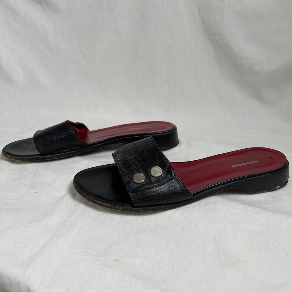 Burberry Black 2 Button Flat Slides - image 3